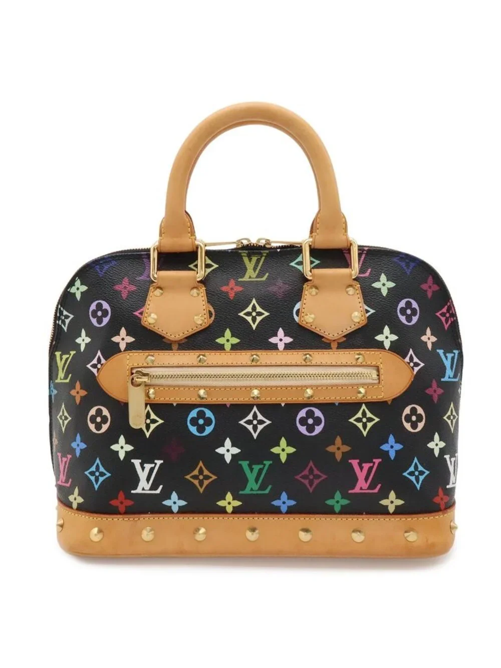 Louis Vuitton Monogram Multicolor Alma Handbag Studs Noir Black